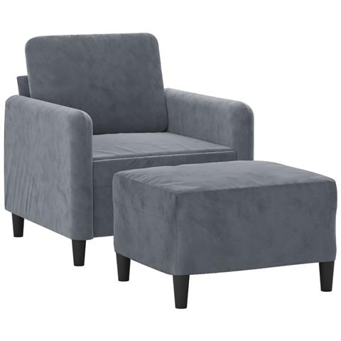 Poltrona Con Poggiapiedi Grigio Scuro 60 Cm In Velluto - Foto 3