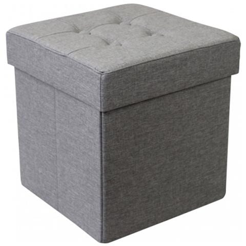 Pouf Contenitore Quadrato In Stoffa Grigio - Foto 1