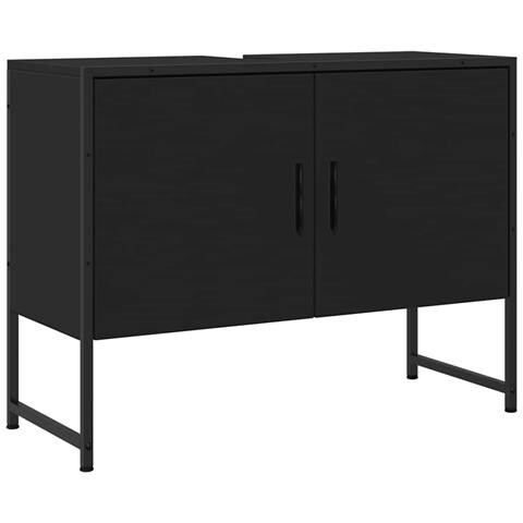 Mobile Lavabo Bagno Nero 60x30x60 Cm Legno Multistrato - Foto 1