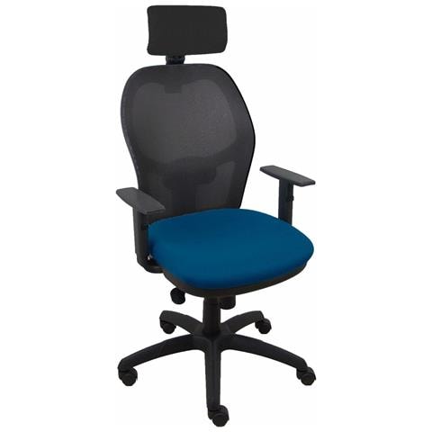 Sedia Ufficio Con Poggiatesta 10crncr Nero Blu Scuro - Foto 1