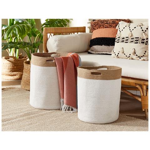 Set Di 2 Cestini Kardh Cotone Bianco - Foto 1