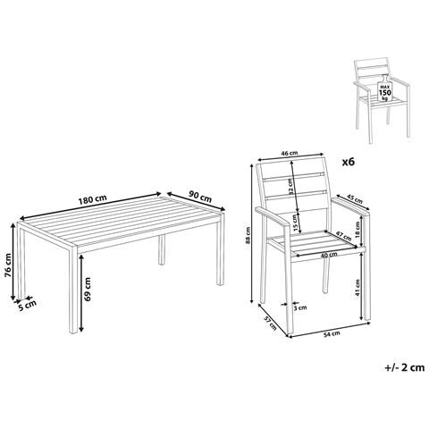 Set Da Giardino Alluminio Anodizzato Legno Chiaro E Nero Vernio - Foto 2