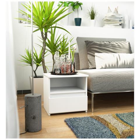 Comodino CL1, 1 cassetto, 40x35x40 cm, Colore Bianco - Foto 5