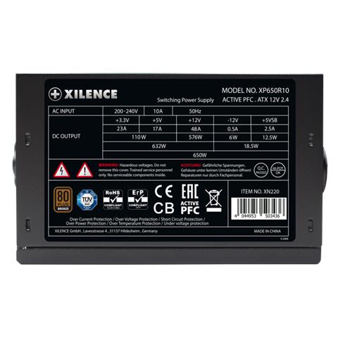 XN225 alimentatore per computer 650 W 20+4 pin ATX ATX Nero, Rosso - Foto 2
