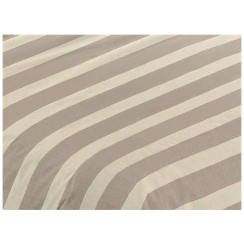 Completo Lenzuola Letto Camera In 100% Cotone Made Italy Vari Disegni Rp 1 Piazza Riga Larga Beige - Foto 2