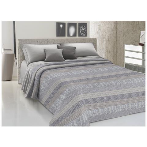 Copriletto Piquet Primavera Estate 100% Cotone Disegno Azteco Singolo Grigio - Foto 1