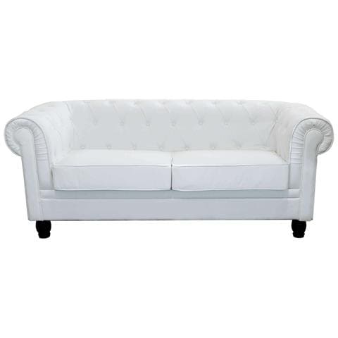 Divano 3 Posti In Ecopelle Bianco Chesterfield - Foto 2