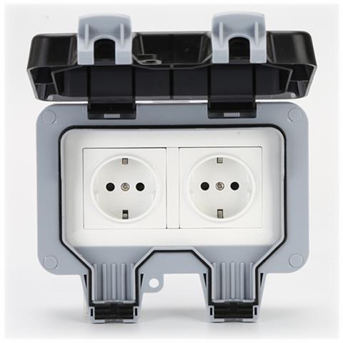 Presa Da Muro Da Esterno Con Coperchio Ip66 - Con Doppie Prese Di Corrente Grey - Foto 1