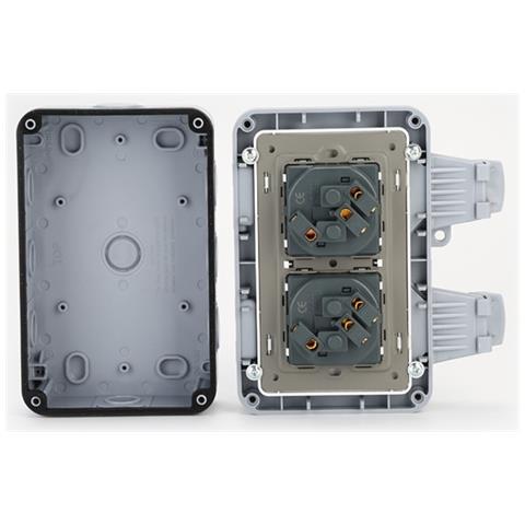 Presa Da Muro Da Esterno Con Coperchio Ip66 - Con Doppie Prese Di Corrente Grey - Foto 4