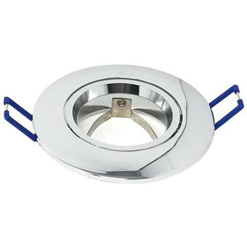 Porta Faretto Da Incasso Tondo Supporto Portafaretto Controsoffitto P12 Argento - Foto 1