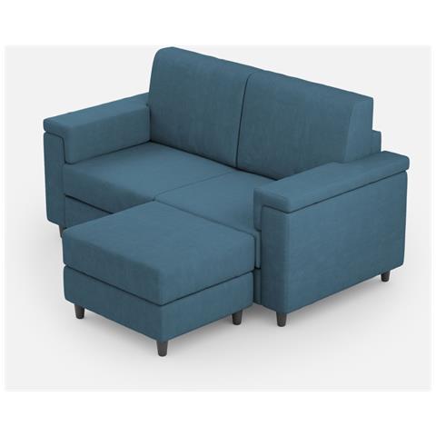 Divano Marrak 2 Posti (due Sedute Da 60cm) + Pouf Misure Esterne L. 148 P. 155 Colore Avio - Foto 1