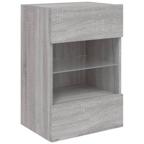 Mobile TV a Parete con Luci LED Grigio Sonoma 40x30x60,5 cm - Foto 2