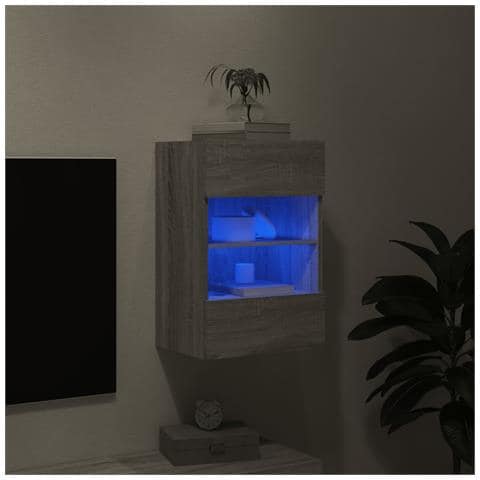 Mobile TV a Parete con Luci LED Grigio Sonoma 40x30x60,5 cm - Foto 10