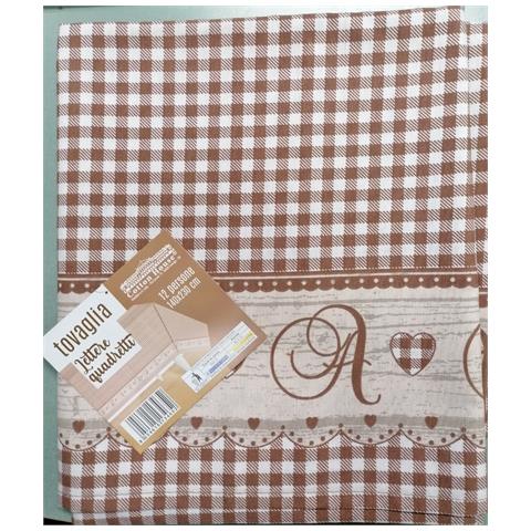 Tovaglia Per 12 Persone 140x230 Cm Lettere E Quadretti In Cotone - Foto 2