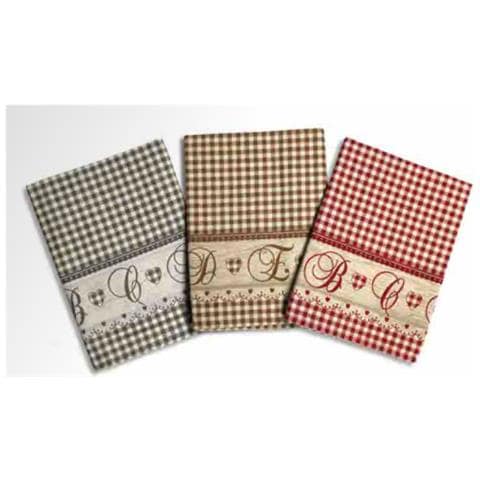 Tovaglia Per 12 Persone 140x230 Cm Lettere E Quadretti In Cotone - Foto 1