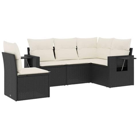 Set Divani Da Giardino 5 Pz Con Cuscini In Polyrattan Nero - Foto 2