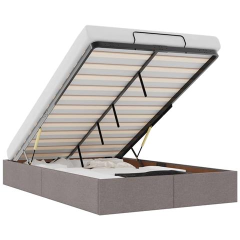 Struttura Letto Pouf Senza Materasso Tortora 120x190 Cm Tessuto - Foto 2