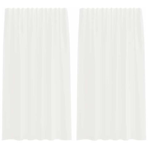 Tende In Voile Con Tasche Per Aste 2 Pz Bianco - Foto 1