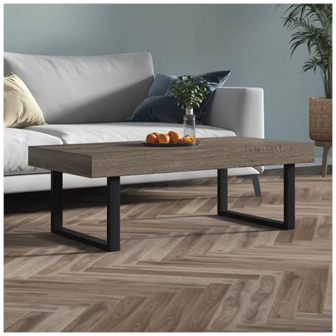 Tavolino Da Salotto Grigio E Nero 120x60x40 Cm In Mdf E Ferro - Foto 6