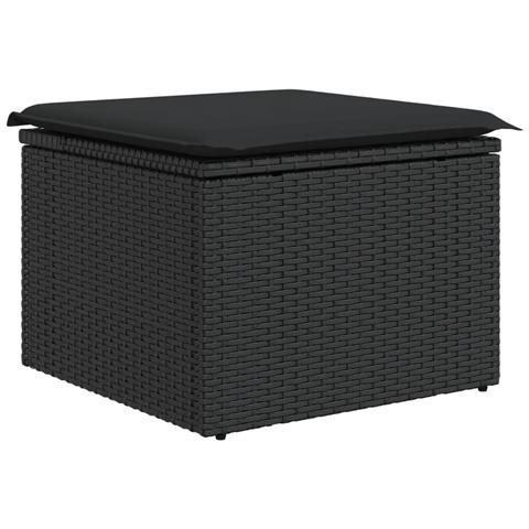 Sgabello Giardino con Cuscino Nero 55x55x37 cm in Polyrattan - Foto 1