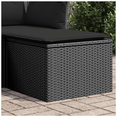 Sgabello Giardino con Cuscino Nero 55x55x37 cm in Polyrattan - Foto 2