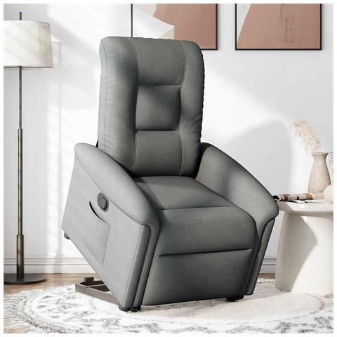 Poltrona Alzapersona Reclinabile Grigio Scuro in Tessuto - Foto 2
