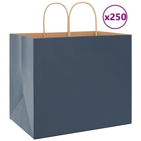 Sacchetti di Carta 250 pz con Manici Blu 32x22x28 cm - Foto 1