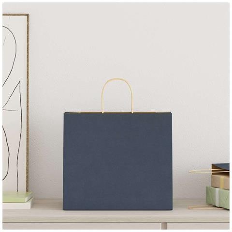 Sacchetti di Carta 250 pz con Manici Blu 32x22x28 cm - Foto 2