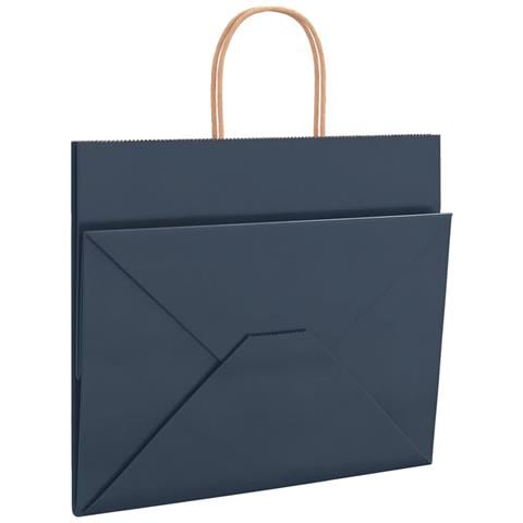 Sacchetti di Carta 250 pz con Manici Blu 32x22x28 cm - Foto 9