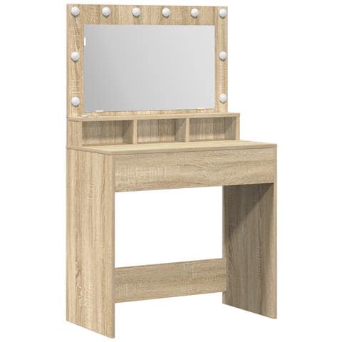 Tavolo da trucco con luci LED Rovere Sonoma 79x41x135 cm di - Foto 1