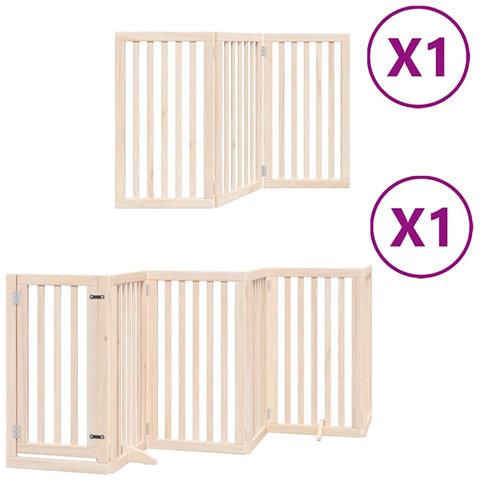 Cancello per Cani con Porta Pieghevole 9 Pannelli 450 cm Pioppo - Foto 1