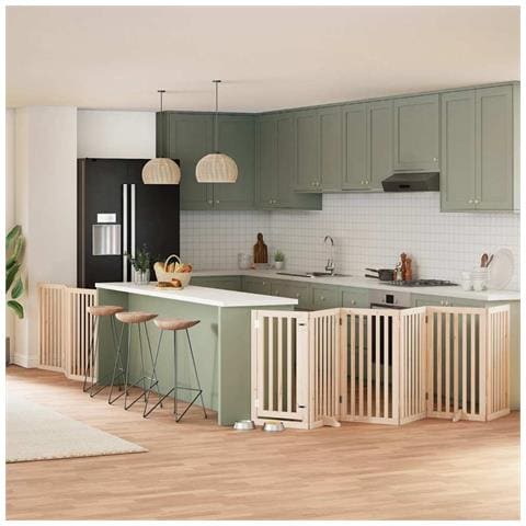 Cancello per Cani con Porta Pieghevole 9 Pannelli 450 cm Pioppo - Foto 2