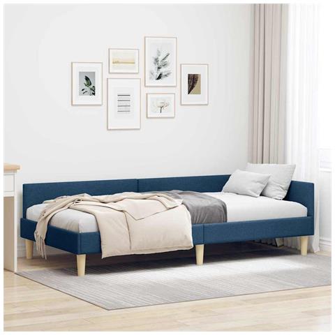Struttura Letto Angolare Altro con testiera Blu 90 x 190 cm - Foto 2