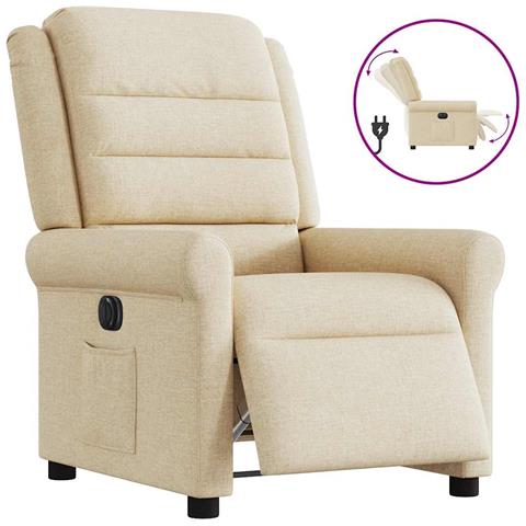 Poltrona Elettrica Reclinabile Crema in Tessuto - Foto 1
