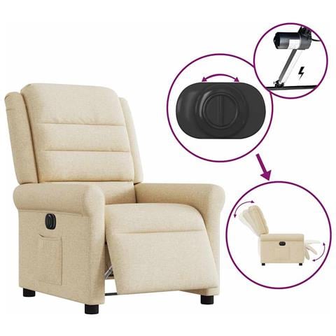 Poltrona Elettrica Reclinabile Crema in Tessuto - Foto 9