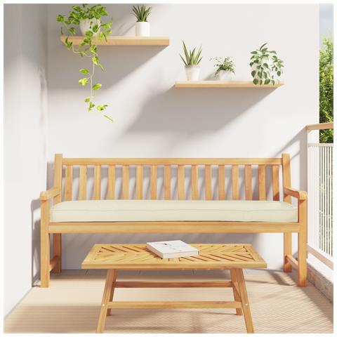 vitaXL Cuscino per Panchina Panna 200x40x8 cm Tessuto Oxford - Foto 2