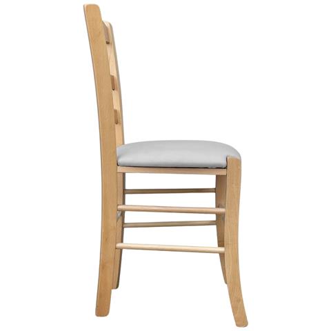 Sedia Loris In Legno Naturale Con Seduta Imbottita In Similpelle Grigio Chiaro - Foto 2