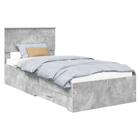 Struttura del letto con testiera Grigio cemento 90 x 200 cm - Foto 1