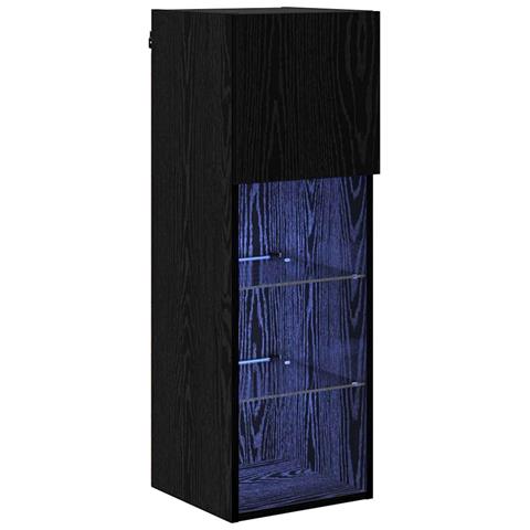 Mobile TV da Parete Rovere Nero 30,5 x 30 x 90 cm - Foto 1