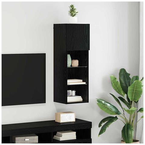 Mobile TV da Parete Rovere Nero 30,5 x 30 x 90 cm - Foto 2