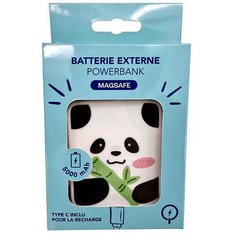 Powerbank Compatibile Con Magsafe Wireless 5000 Mah Magnetico Design Panda, Bianco / Nero - Foto 2