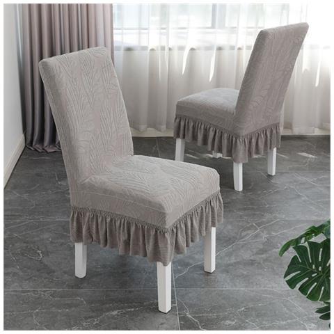 Coprisedie Con Volant Lucky Leaf - Set Da 6 - Misura Universale: Poliestere, Elastico, Jacquard Grey - Foto 3