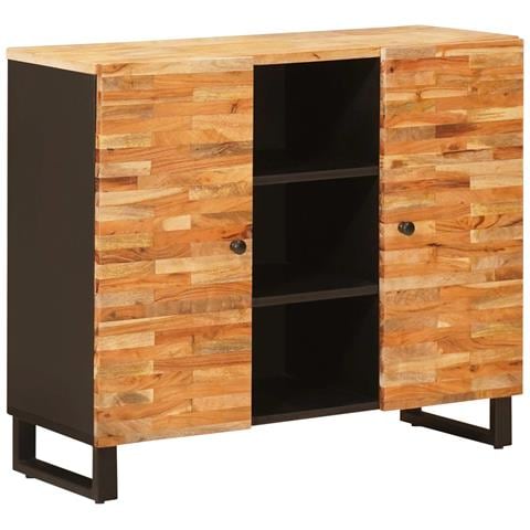 Mobile laterale Marrone 90 x 33 x 75 cm Legno di mango massello - Foto 1