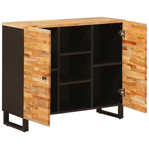 Mobile laterale Marrone 90 x 33 x 75 cm Legno di mango massello - Foto 2