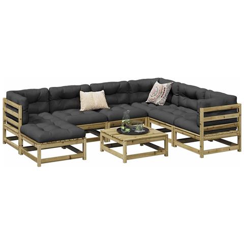 Set Divani da Giardino 8 pz in Legno Impregnato di Pino - Foto 2