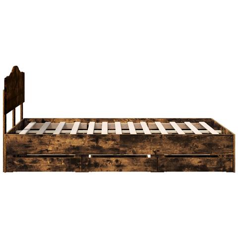 Struttura del letto con cassetto Rovere fumé 120 x 190 cm - Foto 9