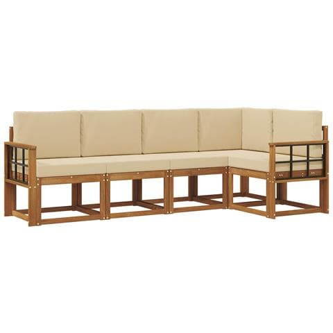 Set di divani con cuscino 5 pcs Naturale e Beige - Foto 1