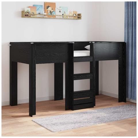 Letto a Castello per Bambini Rovere Nero 75 x 190 cm - Foto 2