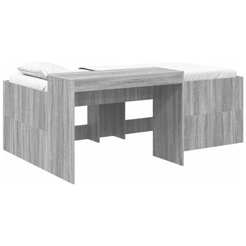 Letto alto per bambini con scrivania Sonoma grigio 80 x 200 cm - Foto 1