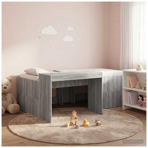 Letto alto per bambini con scrivania Sonoma grigio 80 x 200 cm - Foto 2